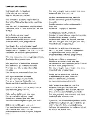 LITANIE DE SAINTE ÉMILIE FR PT ES AN