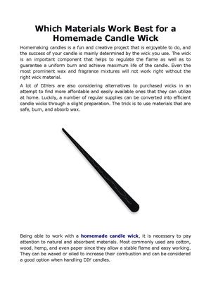 Which Materials Work Best For A Homemade Candle Wick