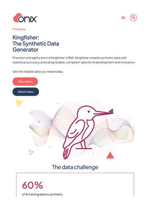 Kingfisher By Onix Best Synthetic Data Generation Tool