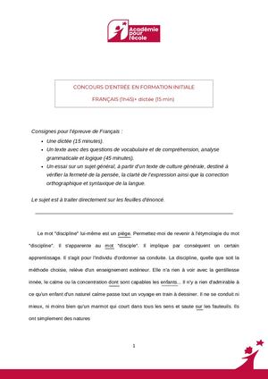Francais Concours FI Académie 2 Pdf