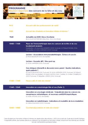 Préprogramme RR Cancers de la tête et du cou 2026