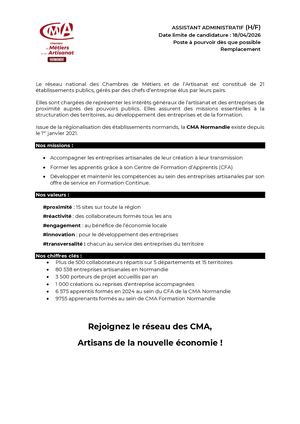 Offre Assistant Administratif Cifac