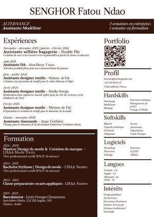 SENGHOR Fatou Ndao CV Assistante Modéliste