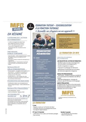 Mfr Plus Sensibilisation A La Fonction Tutorale