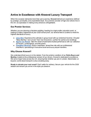 Limo Hire & Luxury Sports Car Rental UK | Arrive in Excellence | Kroovel