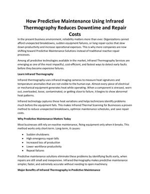 How Predictive Maintenance Using Infrared Thermography Reduces Downtime And Repair Costs