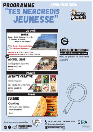 Programme mercredi avril mai 2026