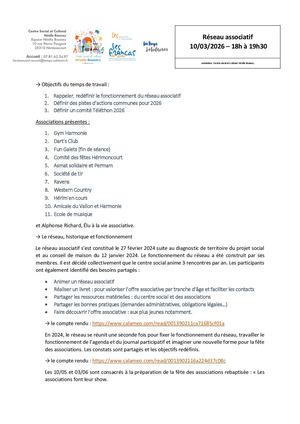 Calaméo - Compte rendu du réseau associatif du 10 Mars 2026