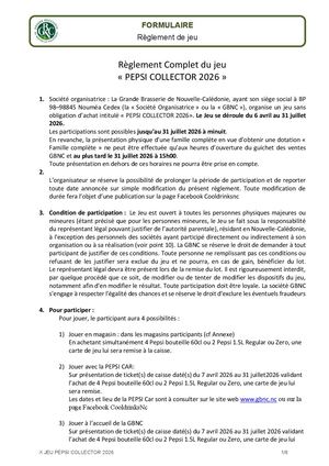 Gbnc Jeu Pepsi Collector 2026 24 03 2026 Reglement