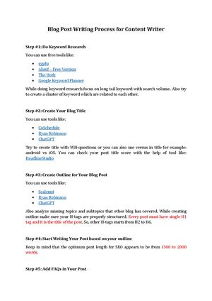 Blog Post Writing Process For Content Writer