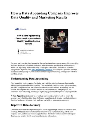 How A Data Appending Company Improves Data Quality And Marketing Results