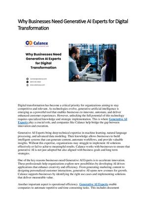 Why Businesses Need Generative Ai Experts For Digital Transformation
