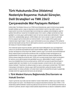 Türk Hukukunda Zina (Aldatma) Nedeniyle Boşanma