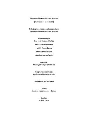 Actividad 3 Comprension Y Produccion De Texto