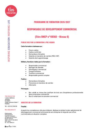 RDC - Programme de formation 2026 2027