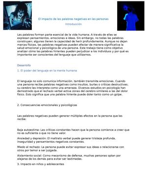 El Impacto De Las Palabras Negativas En Las Personas
