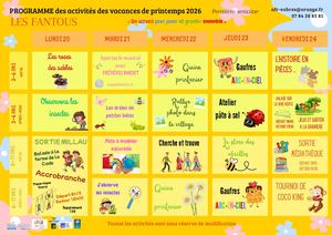 Fantous VACANCES PRINTEMPS 2026
