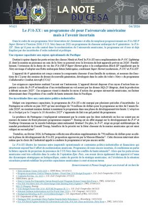 LA NOTE DU CESA N° 621 - Le F:a Xx Un Programme Clé Pour L’aéronavale Américaine Mais À L’avenir Incertain