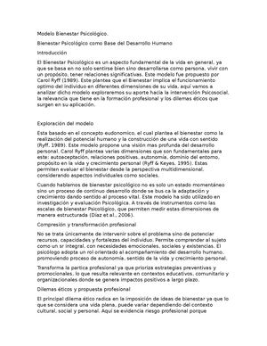 Modelo Bienestar Psicológico