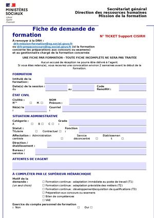 Fiche Inscription Formation DRH MSO