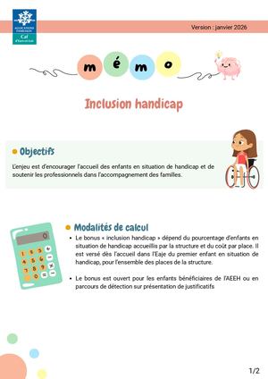 Mémo Bonus Inclusion Handicap