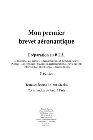 Extrait 2274 Mon premier brevet aéronautique - préparer le BIA 6e édition
