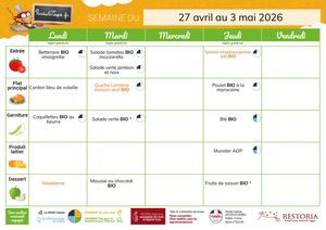 Menu restaurant scolaire Saint-Georges de Montaigu