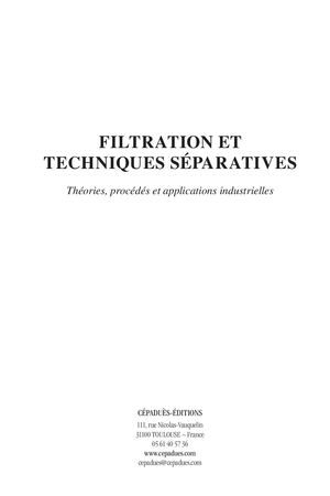 Extrait 2277 Filtration et Techniques Séparatives. IFTS