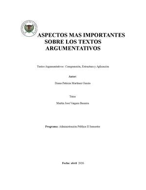 ASPECTOS MAS IMPORTANTES SOBRE LOS TEXTOS ARGUMENTATIVOS