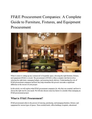 FF&E Procurement Companies_ A Complete Guide To Furniture, Fixtures, And Equipment Procurement