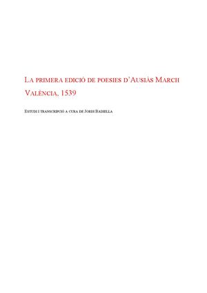 La primera edició de poesies d'Ausiàs March