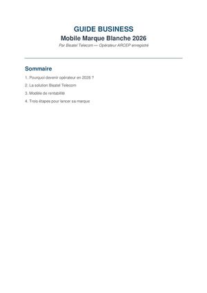 Guide Business Mobile E SIM SIM Io T Marque Blanche Bisatel Telecom 2026
