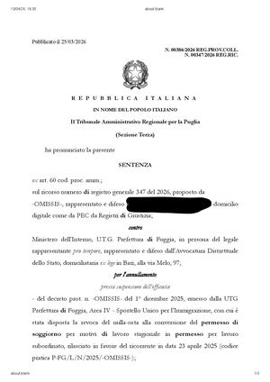 Avv Fabio Loscerbo Tar Puglia Conversione del permesso di soggiorno e limiti del formalismo amministrativo: il TAR Puglia annulla la revoca del nulla osta