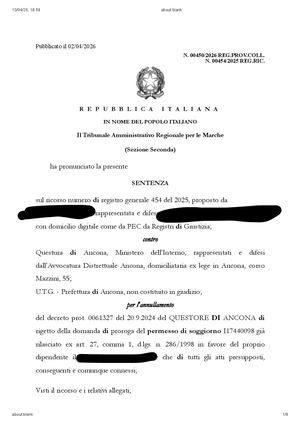Avv Fabio Loscerbo Tar Marche Il rinnovo del permesso di soggiorno per lavoratori distaccati tra formalismo amministrativo e tutela sostanziale: nota a TAR Marche, sentenza 2 aprile 2026, numero ruolo generale 454 del 2025