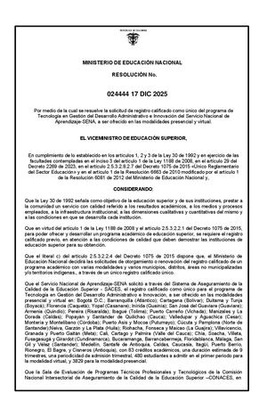 Gestión Del Desarrollo Administrativo E Innovación - Resolcuión 24444