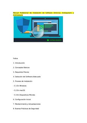 Instalación De Software Antivirus Antipyware Y Antimalware