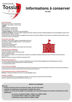 Informations à Conserver 2026