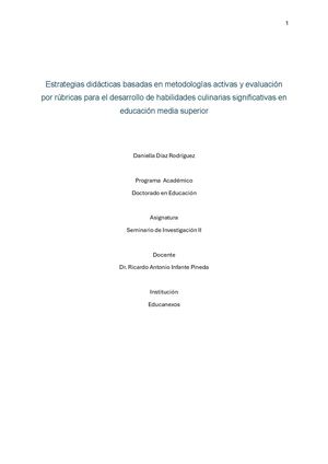 Estrategias Didácticas Basadas En Metodologías Activas Y Evaluación Por Rúbricas Para El Desarrollo De Habilidades Culinarias Significativas En Educación Media Superior