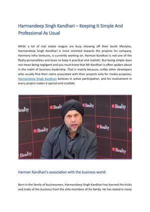 Harmandeep Singh Kandhari: Redefining Real Estate Leadership with Simplicity and Integrity