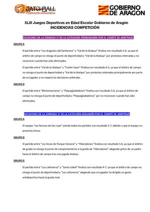 INCIDENCIAS JORNADA 5