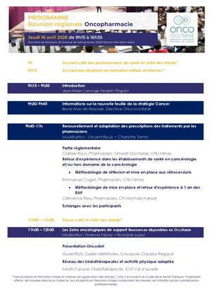 Programme Oncopharmacie 2026