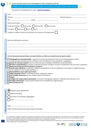 Formulaire d'orientation vers l'orthophoniste 2026_CFDC AP-HP