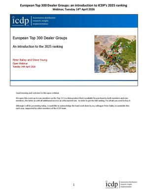 ICDP Open Webinar Top 300 European Dealers