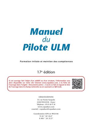 Extrait 2275 Manuel du Pilote ULM  - 17e édition