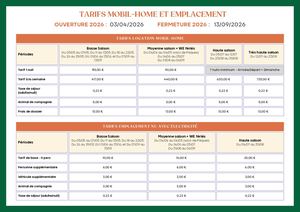 TARIFS 2026 - La Couarde