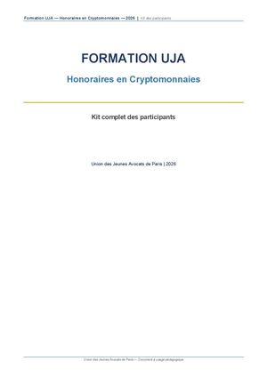Uja Formation Crypto por les avocats - le Kit d'utilisation