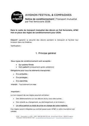Notice de conditionnement - Fret 2026
