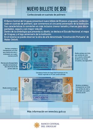 Billete 50 De Uruguay