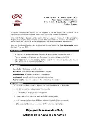 Offre Chef De Projet Marketing Caenv2