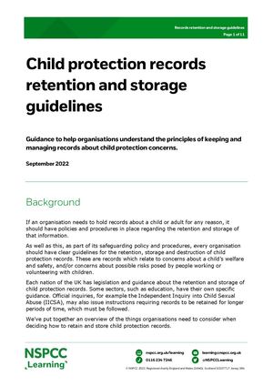 Child Protection Records Retention And Storage Guidelines June 2023 1